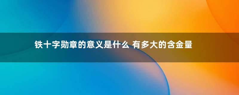铁十字勋章的意义是什么 有多大的含金量